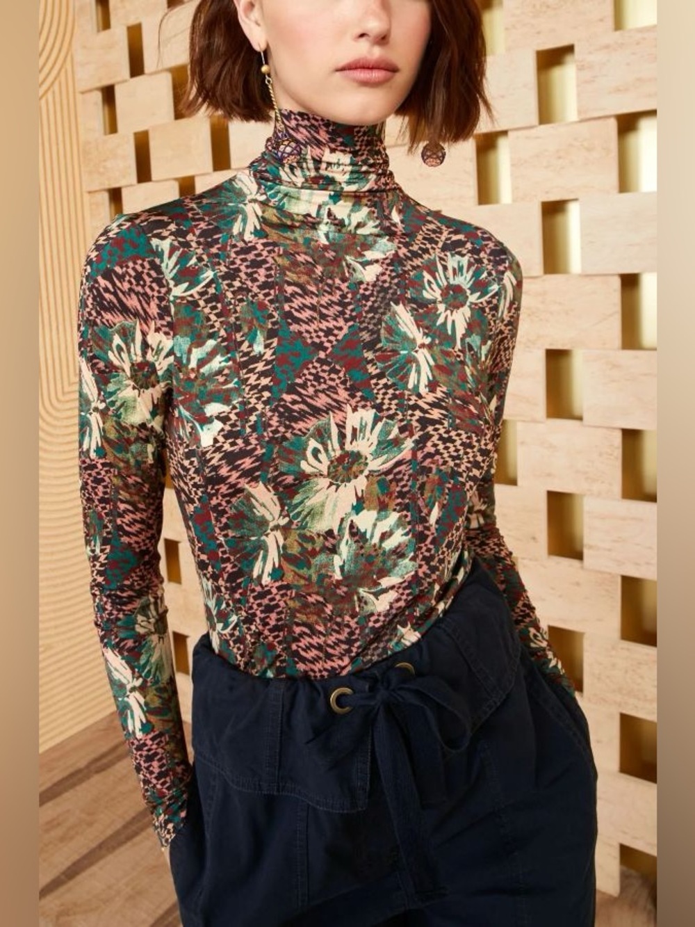 ULLA JOHNSON aurelia turtleneck top in prism